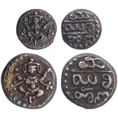 Mysore, Silver (2), 1/3 and 2/3 Pavali, in the name of Krishna Raja Wodeyar, (C 200 & 201)