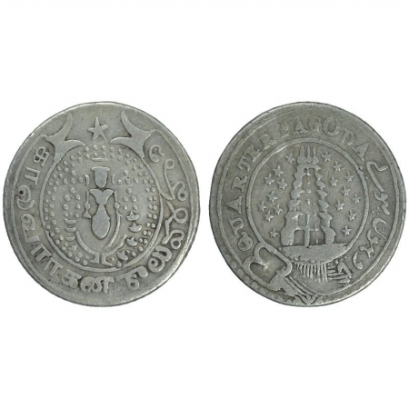 Madras Presidency, Silver 1/4 Pagoda, undated (AD 1808) obv. Value in English and Persian,