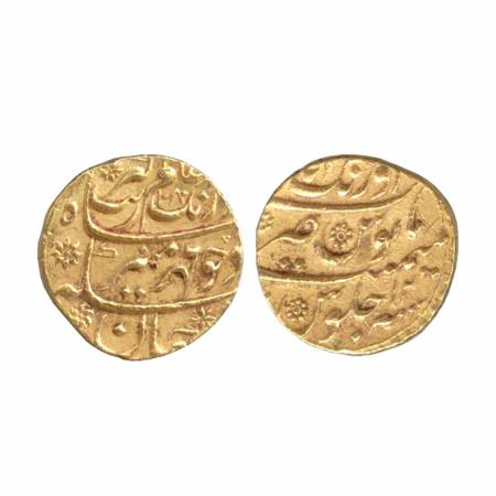 Aurangzeb, Gold Mohur, 10.95g, Aurangabad Mint, AH 1080, RY 12, (KM 315.10). Very Fine +, 