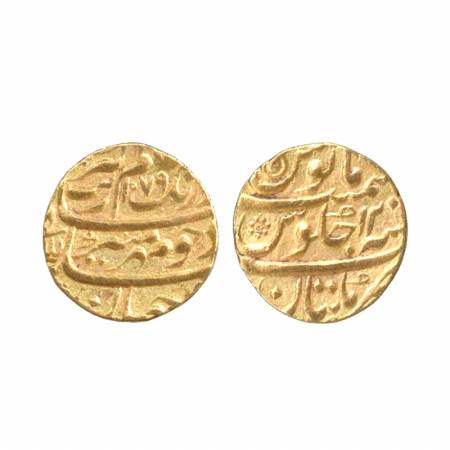 Aurangzeb, Gold Mohur, 10.93g, Multan Mint, AH 1079, RY 12, (KM 315.36). Very Fine +, Rare