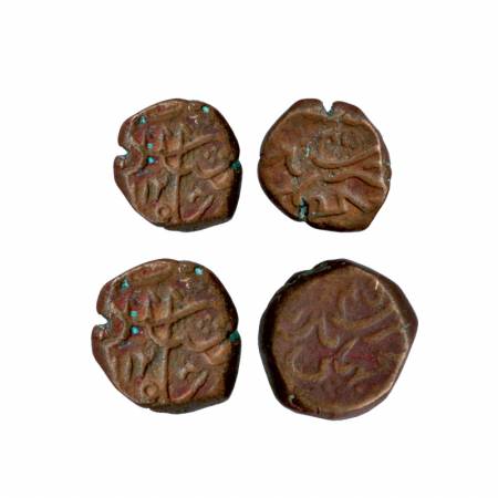 Aurangzeb, Copper (2), ½ Paisa and 1 Paisa, Macchlipattan Mint, AH 1113, RY 45, on both co