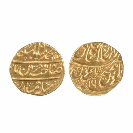 Muhammad Shah, Gold Mohur, 10.95g, Shahjahanabad Mint, AH 1146, RY 16, (KM 439.4) About Ex