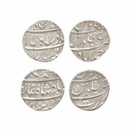 Muhammad Shah, Silver Rupee (2), Ahmedabad and Surat Mint, RY 14 and 3, (KM 436.1 and 436.