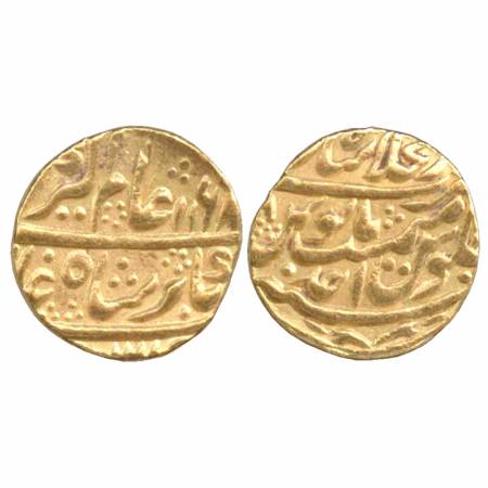 Alamgir II, Gold Mohur, 10.81g, Shahjahanabad Mint, AH 1168, RY Ahad, (KM 467.10). Very Fi