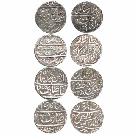 Shah Alam II, Silver Rupee (4), Shahjahanabad Mint, RY 29 (1), 31 (1) and 38 (2). (4 Coins