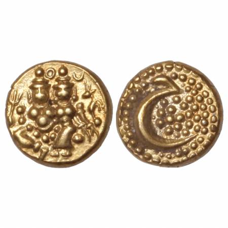 Mysore, Gold Pagoda 3.42g, Obv: Shiva and Parvati, Rev: Persians Letter He for Haidar Ali,