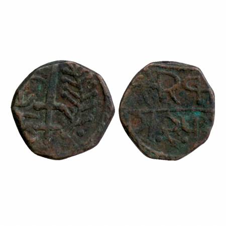 Dungarpur, Copper Paisa, Udai Singh, AH 1916, Obv: Sword and Jhar, Rev: Nagri legend Sarka