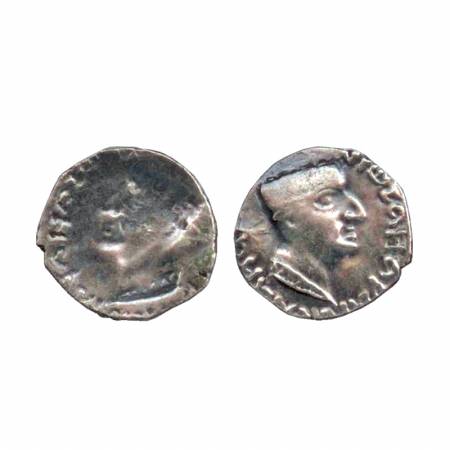Western Kshatrapas, Kshaharata dynasty, Silver Drachma of Nahapana, obverse Brockege (Lakh