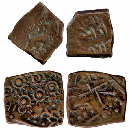 Lunawada, Copper Paisa (2), Wakhat Singh JI, (VS 1924 – 1986) Different type. (2 Coins)