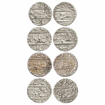 Mysore, Silver Rupee (4), Krishna Raja Wodeyar, in the name of Shah Alam II, RY 44, 45, 95