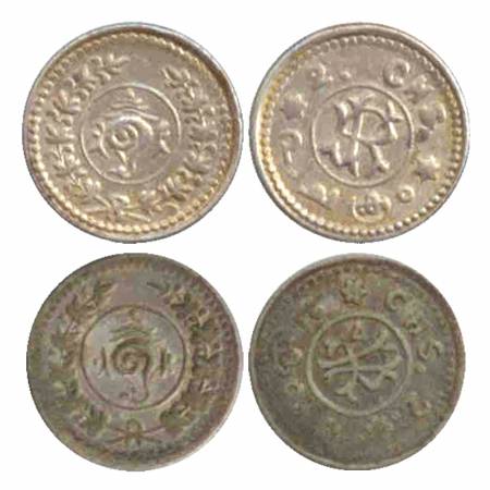 Travancore, Rama Varma VI, Silver 2 Chuckram (2), two different varieties, one is chuckram
