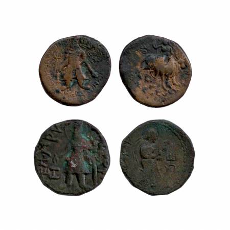 (A) Kushans, Copper 15.46g, Tetradrachm of Vima Kadphises (c. 110-127AD) – obv: King sacri