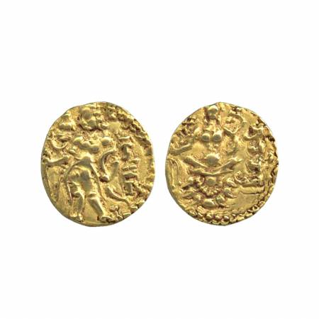 Kumaragupta I, Archer Type, (New variety King without Halo) Gold Dinara, 7.74g, Obverse: K