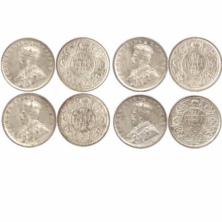 George V, Silver ½ Rupee (5), Calcutta Mint, 1916 No. m.m. Bombay Mint, 1917 (2), 1918 and