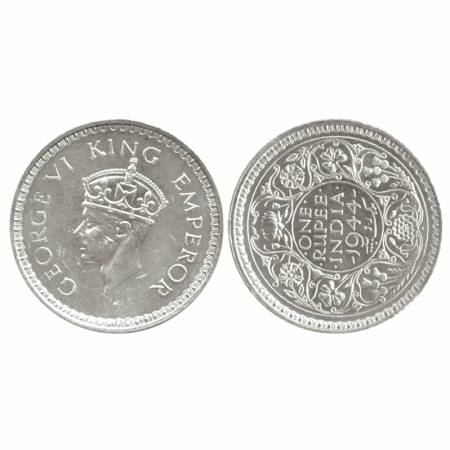 George VI, Half Silver Rupee, Bombay Mint, 1944, Die shifted error axis. Very Fine +, Scar