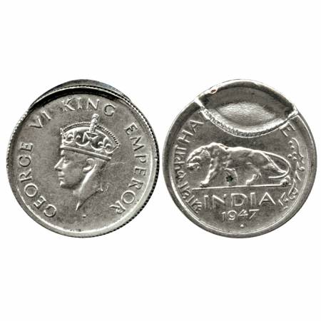George VI, Nickel ½ Rupee, Bombay Mint 1947, Diamond, Error, Indents on reverse top side, 