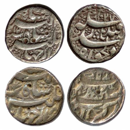 Jahangir, Silver Rupee (2), Qandahar Mint, AH 1027 / RY 12 and AH 1029 / RY14, (KM 142.2).