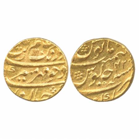 Aurangzeb, Gold Mohur, 10.95g, Gulbarga Mint, AH 1110 / RY 42, (KM 315.19). Very Fine +, R