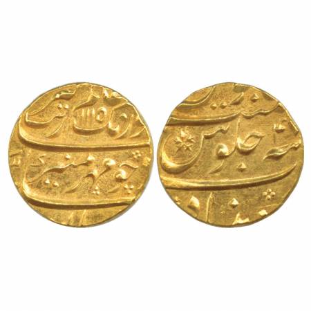 Aurangzeb, Gold Mohur, 10.90g, Khujista Bunyad Mint, AH 1115 / RY 47, (KM 315.30). Extreme
