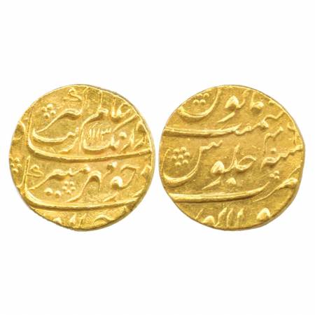 Aurangzeb, Gold Mohur, 10.96g, Solapur Mint, AH 1113 / RY 46, (KM 315.43). Extremely Fine,