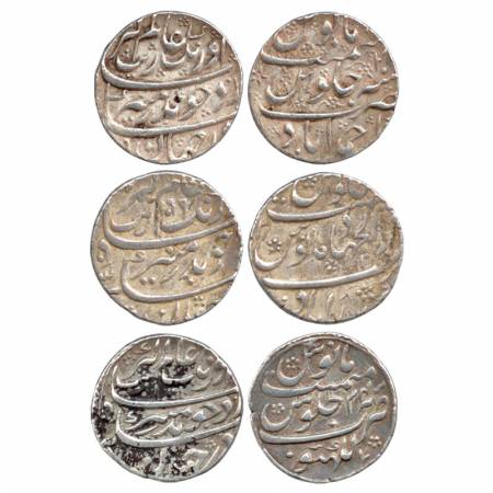 Aurangzeb, Silver Rupee (3), Ahmedabad Mint, RY 30, Haidrabad Mint, AH 1099 / RY 31 and La