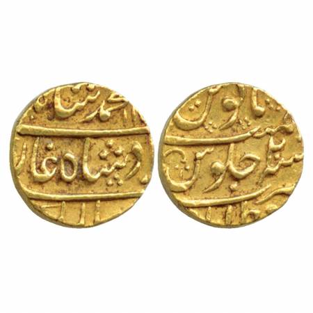 Muhammad Shah, Gold Mohur, 10.93g, Muazzamabad Mint, AH 11(32) / RY 2, (KM 438.16). Very F