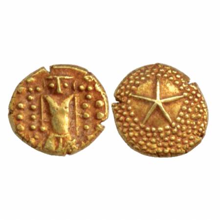 East India Co., Madras Presidency, Gold Star Pagoda, 3.41g, (KM 303). Very Fine, Scarce.