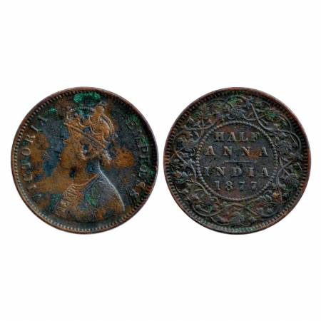 Victoria Empress, Copper, ½ Anna, Bombay Mint, 1877, Bust B (PR 586). Very Fine, Scarce.
