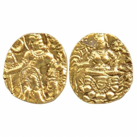 Gupta Empire, Chandragupta 'III', Gold Dinar, Archer type, 8.37g. Obv: King standing holdi