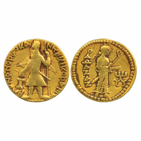 Kushans, Kanishka (c. 127-155AD), Gold Stater, 'Nanashao' type, Goebl 60, 7.90g. Obv: King
