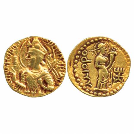 Kushans, Huvishka (c. 155-190AD), Gold Stater, 'Ardokhsho/Mioro' type, Goebl 365, 7.83g. O