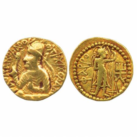 Kushans, Huvishka (c. 155-190AD), Gold Stater, 'Pharro' type, Goebl 141, 7.80g. Obv: Bust 