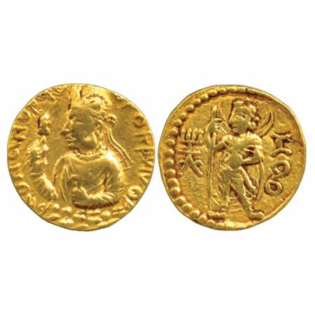 Kushans, Huvishka (c. 155-190AD), Gold Stater, 'Mao' type, Goebl 178, 7.86g. Obv: crowned 