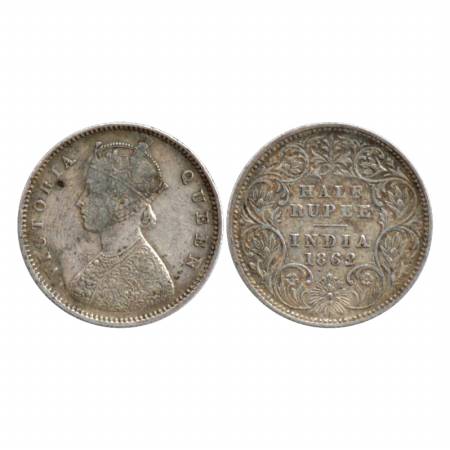 Victoria Queen, Silver ½ Rupee, 1862, A/I/No M. M. (Pr. 255) Very Fine +, Scarce.