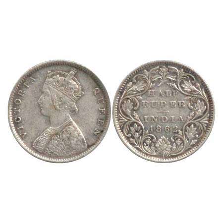 Victoria Queen, Silver ½ Rupee, 1862, Bombay Mint, B1/II/No M. M. (Pr. 258) Very Fine +, S