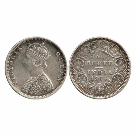 Victoria Queen, Silver ½ Rupee, 1874, Bombay Mint, B1/II/dot. (Pr. 284) Extremely Fine, Ve