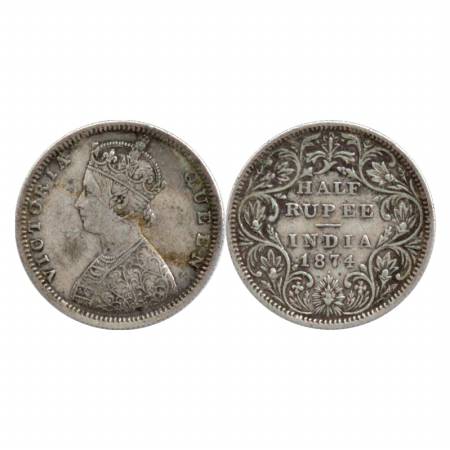 Victoria Queen, Silver ½ Rupee, 1874, Bombay Mint, B2/II/dot. (Pr. 285) Very Fine, Rare.