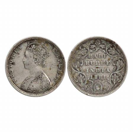 Victoria Empress, Silver ½ Rupee, 1881, Bombay Mint, B2/II/dot. (Pr. 289) Very Fine +, Ver