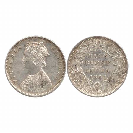 Victoria Empress, Silver ½ Rupee, 1884, Bombay Mint, A/II/dot. (Pr. 292) Extremely Fine, E