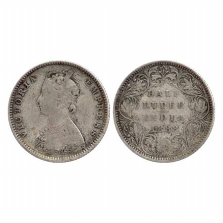 Victoria Empress, Silver ½ Rupee, 1888, Bombay Mint, A/II/'B' raised. (Pr. 298) About Very