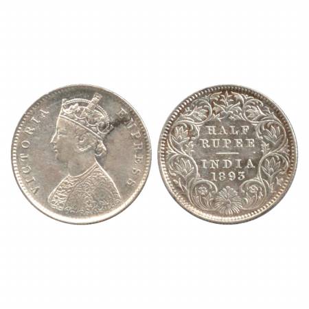 Victoria Empress, Silver ½ Rupee, 1893, Calcutta Mint, A/I/'C' incused. (Pr. 277) Very Fin