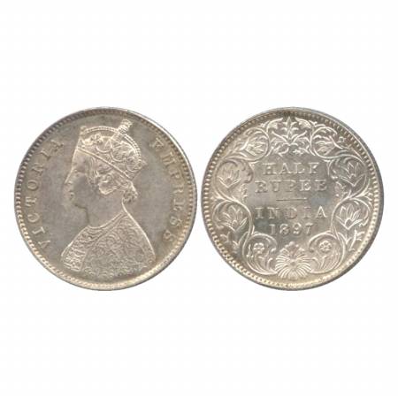 Victoria Empress, Silver ½ Rupee, 1897, Calcutta Mint, A/I/'C' incused. (Pr. 280) UNC with