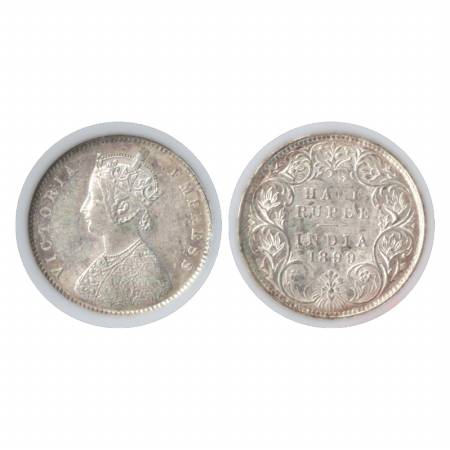 Victoria Empress, Silver ½ Rupee, 1899, Bombay Mint, A/I/ 'B' incused (Inverted), Slabbed 