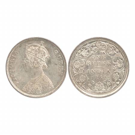 Victoria Queen, Silver Rupee, 1862, Bombay Mint, A/II/0/7, with crescent. (Pr. 87) A UNC, 