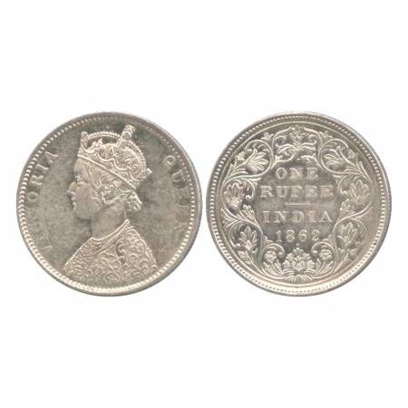 Victoria Queen, Silver Rupee, 1862, Bombay Mint, A/II/1/1, with crescent Eleventh year. (P