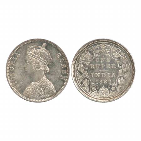 Victoria Queen, Silver Rupee, 1862, Bombay Mint, A/II/1/1, with crescent Eleventh year. (P