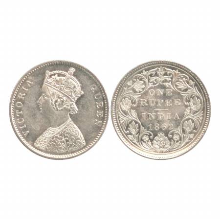 Victoria Queen, Silver Rupee, 1862, Bombay Mint, A/II/0/10. (Pr. 93) UNC, Rare.