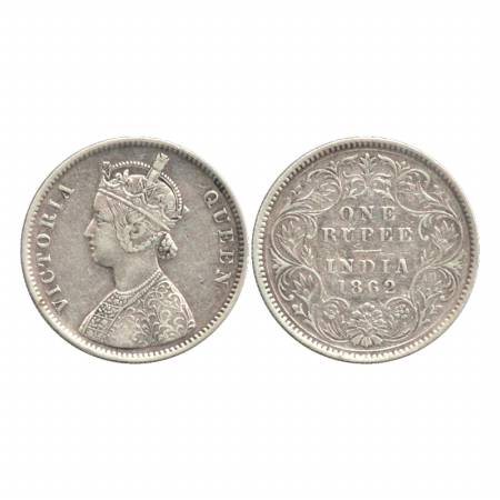 Victoria Queen, Silver Rupee, 1862, Calcutta Mint, A/III/0/0. (Pr. 65) Very Fine, Scarce.