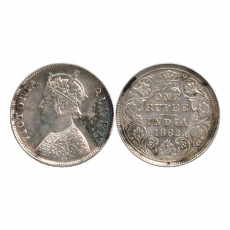 Victoria Queen, Silver Rupee, 1862, Bombay Mint, B/II/0/0, thick lettering type and bottom