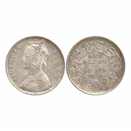 Victoria Queen, Silver Rupee, 1862, Calcutta Mint, B/II(c)/0/0. (Pr. 54) About Extremely F